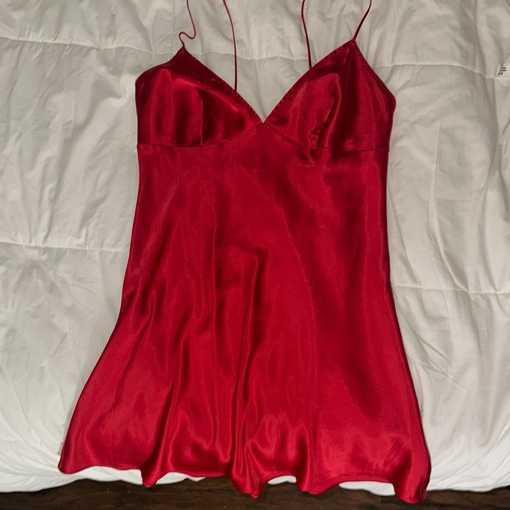 Victoria secret Sleek Red Satin Slip Dress
